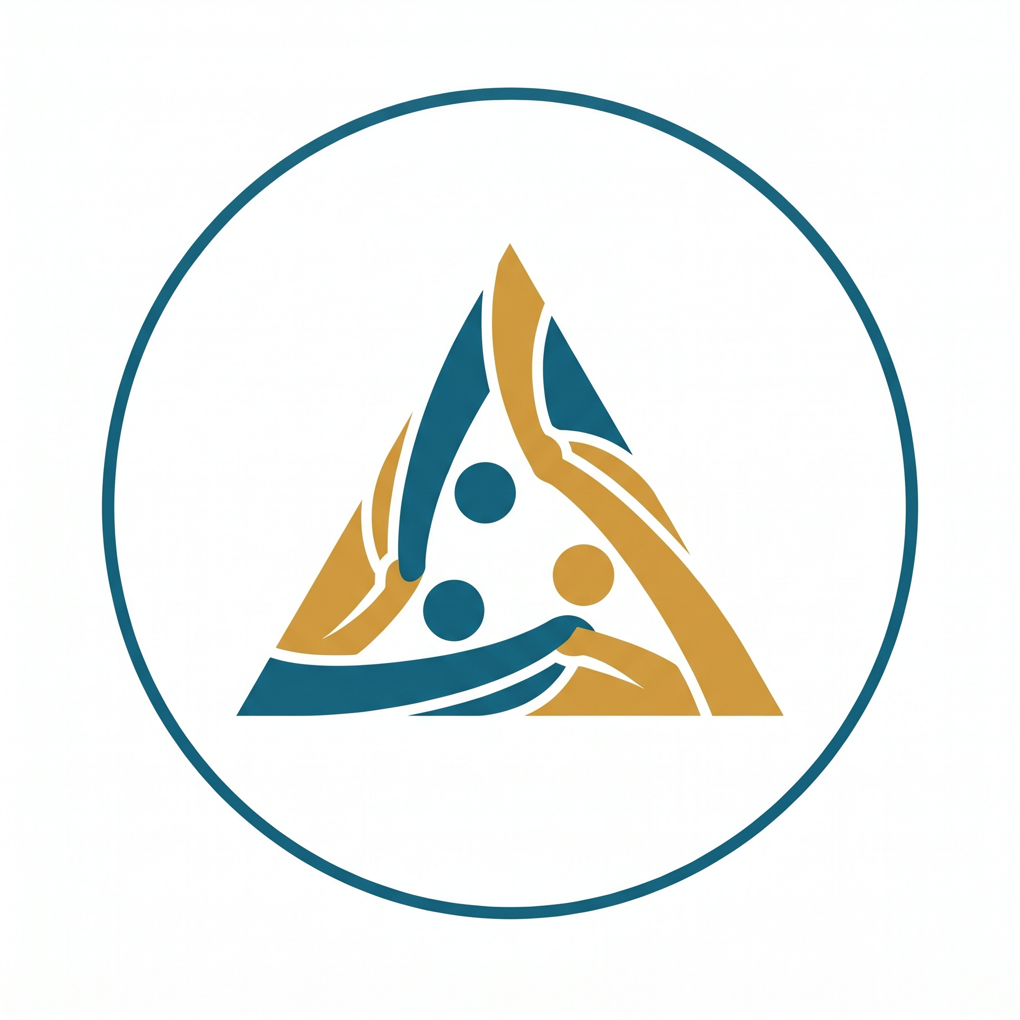 Three-organization triangle with the leadership position at the center